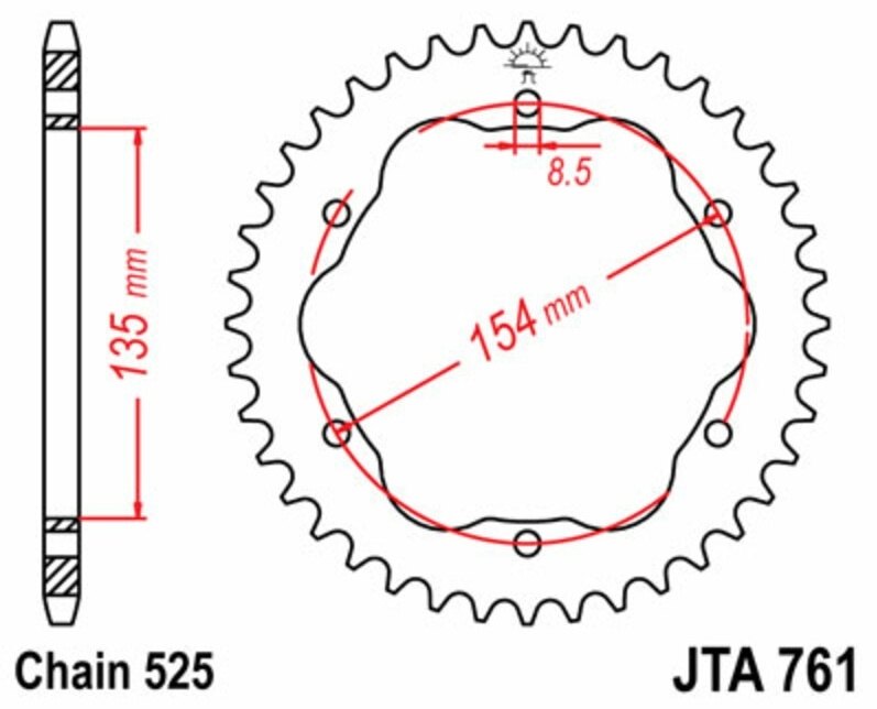 JT SPROCKETS JTスプロケット スチール製リアスプロケット 761-525 1199 Panigale S Tricolore 1299 R Final Edition DUCATI ドゥカティ ドリブンスプロケット・リアスプロケット 駆動系