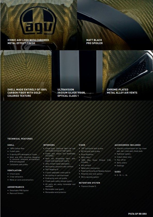 AGV ���������֥� PISTA GP RR JIS LIMITED EDITION - ORO �إ��å� �ե�ե������إ��å�