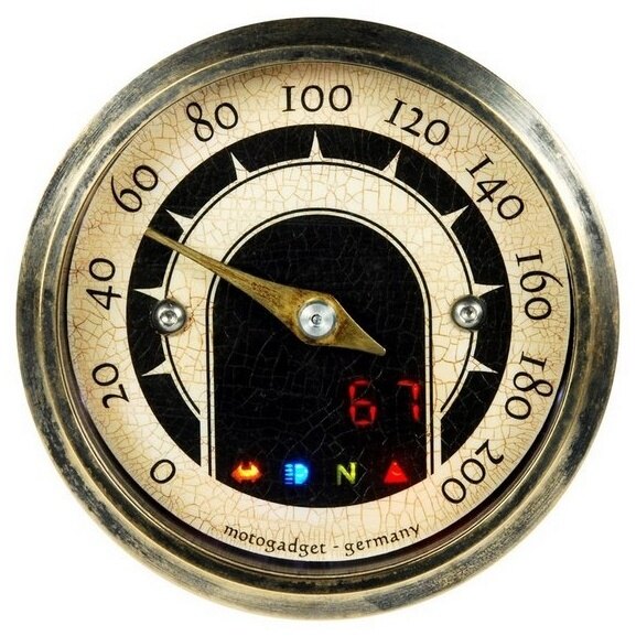 Motogadget モトガジェット Mst Vintage (Tiny With Design) Brass Bezel | 5001015 多機能タコ・スピ..