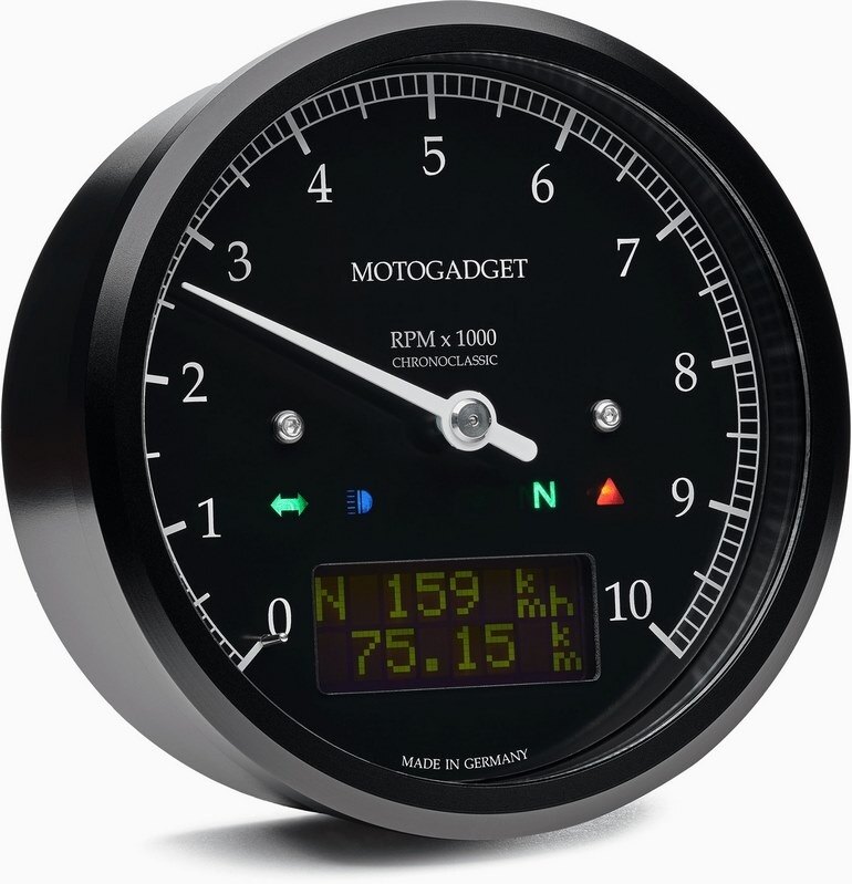 Motogadget モトガジェット Chronoclassic 14 (Green Lcd) Polished | 2004055 多機能タコ・スピードデ..