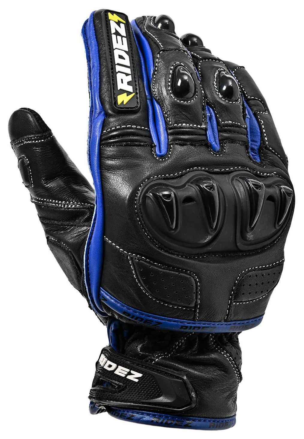■商品概要■Color：BLUE■ALL Season■詳細説明【-RIDEZ オクタン-】スーパースポーツ系からネイキッド、ツアラーまで、スポーティーな本格的なライダーズグローブが登場。【プロテクター】バイカーにとって、グローブは必須アイテムで、相棒でもあります。安心して長年愛用頂けるように、細部にプロテクションを配置する事で、より安全性が向上しました。ハードライディングやロングツーリングでも安心してご利用頂けます。拳プロテクションには、通気性を考え、ベンチレーション機能搭載しており、蒸れをおさえます。特に夏の暑い時期にはその効果し、ストレス無く運転に集中できます。グリップ部分は、操作性向上のため、ライズトレードマークをちりばめた滑り止めを配置、繊細なアクセル操作を可能にしました。【牛革】素材のポイントとして柔軟性と耐久性があります。繊細なクラッチ操作・ブレーキングに必要な柔軟性、ライド中は常に稼働し摩耗に耐える耐久性です。両方を兼ね備えた素材として、牛革を採用しました。質感に拘り、落ち着いた光沢がある革を厳選し使用しました。■注意点【サイズ表に関して】※サイズは外寸の為、ご自身の手の寸法を参考にする際は、生地の厚み分を加味してすこし大き目のものをお求めください。※サイズ表記はおおよその数値になり、個体により多少の誤差があります。ご了承ください。※メーカー都合により商品の仕様変更がある場合がございます。ご了承ください。