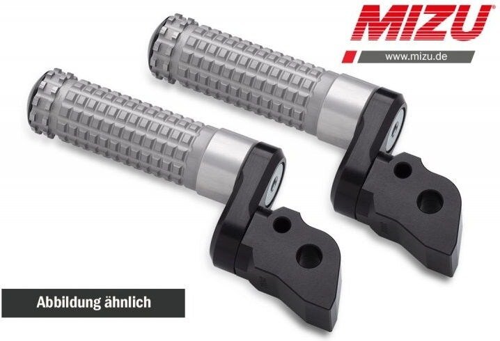 MiZU ミズ Flex Race driver’s footpeg，including ABE，Black/Silver HP4 R nineT Racer S1000RR S1000R CB125R CB500F CB650R BMW HONDA ホンダ フットペグ ステップ 足回り