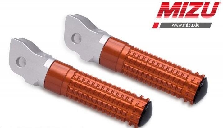 MiZU ミズ Race driver’s footpeg，including ABE，Silver/Orange DAYTONA675 DAYTONA955i SPEED FOUR SPRINT RS ST STREET TRIPLE R TRIUMPH トライアンフ フットペグ ステップ 足回り