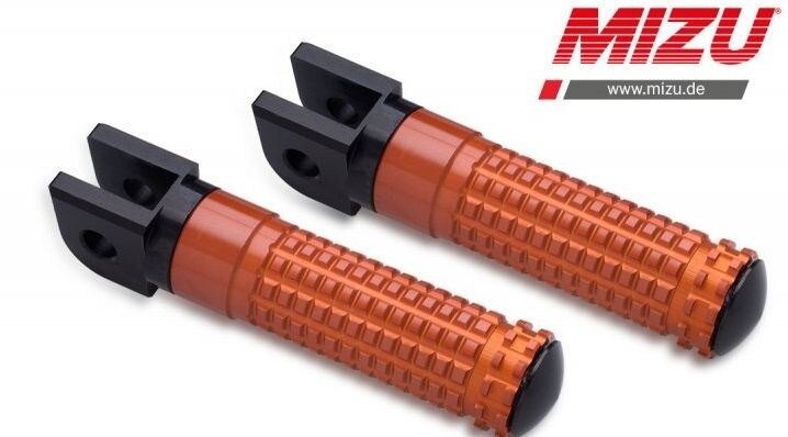 MiZU ミズ Race driver’s footpeg，including ABE，Black/Orange 125 DUKE 1290 SUPER GT R 390 690 SMC 690SMC 790 RC390 KTM フットペグ ステップ 足回り