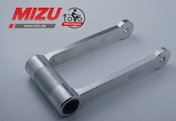 ■詳細説明Article Number：3010017That’s what makes driving even more fun! With our MIZUjack-upkits，the wheelbase of your bike is shortened und gives you amuchbetter and more agile driving experience.Our MIZU jack-up and lowering kits offer you a totally newdrivingpleasure and are manufactured in Hilzingen，Germany. They arealsodelivered with an ABE (part certificate) andmountinginstructions.delivery includes ABE (part certificate) & mountinginstructions2 year warranty e (more infos at the imprint)high quality materialMade in Germany，according to ISO 9001Features：including ABE (part certificate)，jack-up kit 30mmSpecifications：certificate：part certificatesystem：aluminium realy lever (U) with needle bearing & simmershaftseal，3 partscountry of production：Germanymaterial：aluminium，anodizedinstallation effort：medium，ca. 60 min.■注意点※取扱説明書が付属する場合は、外国語となります。※輸入商材の為、納期が遅れる場合がございます。あらかじめご了承ください。※画像には他の商品が含まれている場合があります。※メーカー都合により商品の仕様変更がある場合がございます。ご了承ください。　※画像はイメージです。