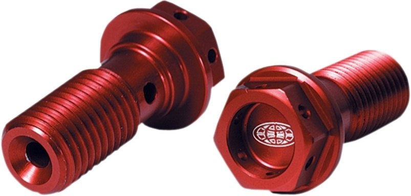 ■商品概要Banjo Bolt and Washer KitColor/Finish：Red/AnodizedDiameter - Thread Size：M10 x 1．25Material：Aircraft-Grade AluminumProduct Name：Banjo BoltRiding Style：ATV/UTVStyle：StandardType：SingleUnits：PairpartNumber：17420146■詳細説明10 x 22 x 1．25mm designed to fit any motorcycle application (65 ＆up)Hard-anodized for corrosion resistancePre-drilled holes for safety wire■注意点※輸入品のため、説明書が付属する場合、外国語の説明書となります。※輸入商材の為、納期が遅れる場合がございます。あらかじめご了承ください。※メーカー都合により商品の仕様変更がある場合がございます。ご了承ください。　※画像はイメージです。