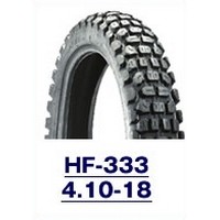 ■納期状況をご確認ください■商品概要リア用【パターン：HF333】18インチサイズ：4.10-18 WTチューブタイヤバイアス■詳細説明DUROタイヤは、DUNLOPとの技術提携により一部のDUNLOP製品の製造を受注しています。また、ホンダ・ヤマハ・スズキの一部車両にて、純正指定タイヤに認定。EECによるEマーク承認、ISO-14000証明書の取得などが信頼性を裏付けています。タウンユースはもちろんの事、補修用としてもお使い頂けます。■北極カモメの翼をイメージしたタイヤパターンは、高速度域での高いグリップ力と排水性のバランスを高次元で実現。■ソフトな新型コンパウンドと、GPX特許デザインの効果でウェット路面とドライ路面の両方にて、安定した走行性能を確保。■スクーター向けの小径タイヤでも、時速170km/hまで対応する耐久性を発揮します。■注意点※チューブは付属しません。※掲載のタイヤ適合車種は参考としてご使用願います。実際の装着サイズとは異なる場合があります。車種名、排気量、年式が同じでも、車種によってはマイナーチェンジ、特殊仕様車およびカスタム状況によりサイズが異なる場合がございます。必ず実際に装着されているタイヤのチューブ、サイズ、スピードシンボル、荷重指数、タイヤ種類などをご確認の上、サイズ・パターンの選択はご使用者様の自己責任において行って下さい。※回転方向の有無はトレッドショルダー部、サイドウォール部の矢印で確認してください。　※画像はイメージです。■適合車種MTX125R&ensp;MTX125R 年式: 82NX125&ensp;NX125 年式: 88XLR125R&ensp;XLR125R 年式: 93&ensp;XLR125R 年式: 97MTX200R/RII&ensp;MTX200R/RII 年式: 83&ensp;MTX200R/RII 年式: 85XL200&ensp;XL200 年式: 82&ensp;XL200 年式: 85XLR200&ensp;XLR200 年式: 93CB250RS&ensp;CB250RS 年式: 80&ensp;CB250RS 年式: 81KDX125/SR&ensp;KDX125/SR 年式: 90&ensp;KDX125/SR 年式: 91&ensp;KDX125/SR 年式: 93&ensp;KDX125/SR 年式: 96&ensp;KDX125/SR 年式: 97&ensp;KDX125/SR 年式: 99スーパーシェルパ&ensp;スーパーシェルパ 年式: 01&ensp;スーパーシェルパ 年式: 02&ensp;スーパーシェルパ 年式: 04&ensp;スーパーシェルパ 年式: 05&ensp;スーパーシェルパ 年式: 06&ensp;スーパーシェルパ 年式: 12&ensp;スーパーシェルパ 年式: 97&ensp;スーパーシェルパ 年式: 98KMX125&ensp;KMX125 年式: 86KLX230&ensp;KLX230 年式: 20KLX150L&ensp;KLX150L 年式: 15KLX230S&ensp;KLX230S 年式: 22DR125S&ensp;DR125S 年式: 84GSX400E&ensp;GSX400E 年式: 82&ensp;GSX400E 年式: 83TS125R&ensp;TS125R 年式: 89&ensp;TS125R 年式: 91&ensp;TS125R 年式: 93DT125&ensp;DT125 年式: 82XT125&ensp;XT125 年式: 84AG200&ensp;AG200 年式: 85XT200&ensp;XT200 年式: 82