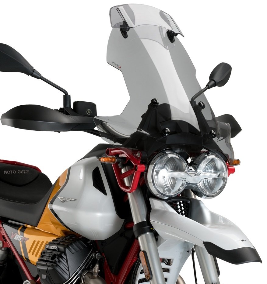 Puig プーチ ツーリングスクリーン バイザー付き (Touring Windshield with Visor) V85 EVOCATIVE GRAPHICS STRADA TT CENTENARIO 850 TRAVEL MOTOGUZZI モトグッチ スクリーン 外装