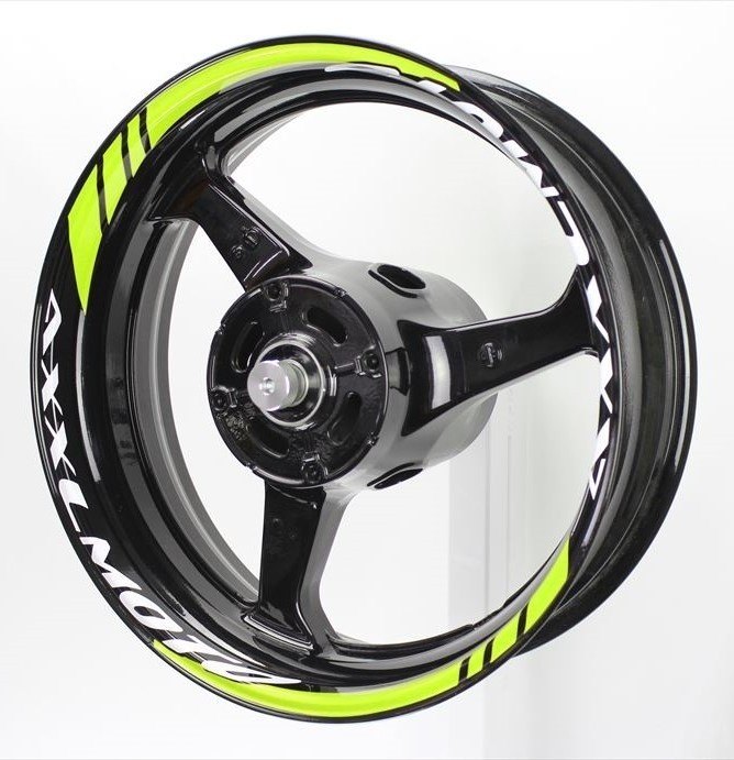 AXXL アクセル 17インチ SP1 カスタム リムステッカー リムステッカー・リムストライプ 外装 カラー(ライン)：蛍光イエロー / カラー(文字の色)：リフレクターホワイト