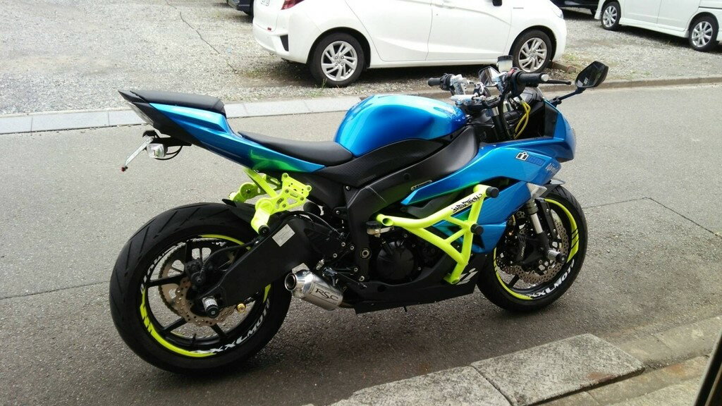 AXXL アクセル 17インチ SP1 カスタム リムステッカー リムステッカー・リムストライプ 外装 カラー(文字の色)：蛍光レッド / カラー(ライン)：リフレクターグリーン 3