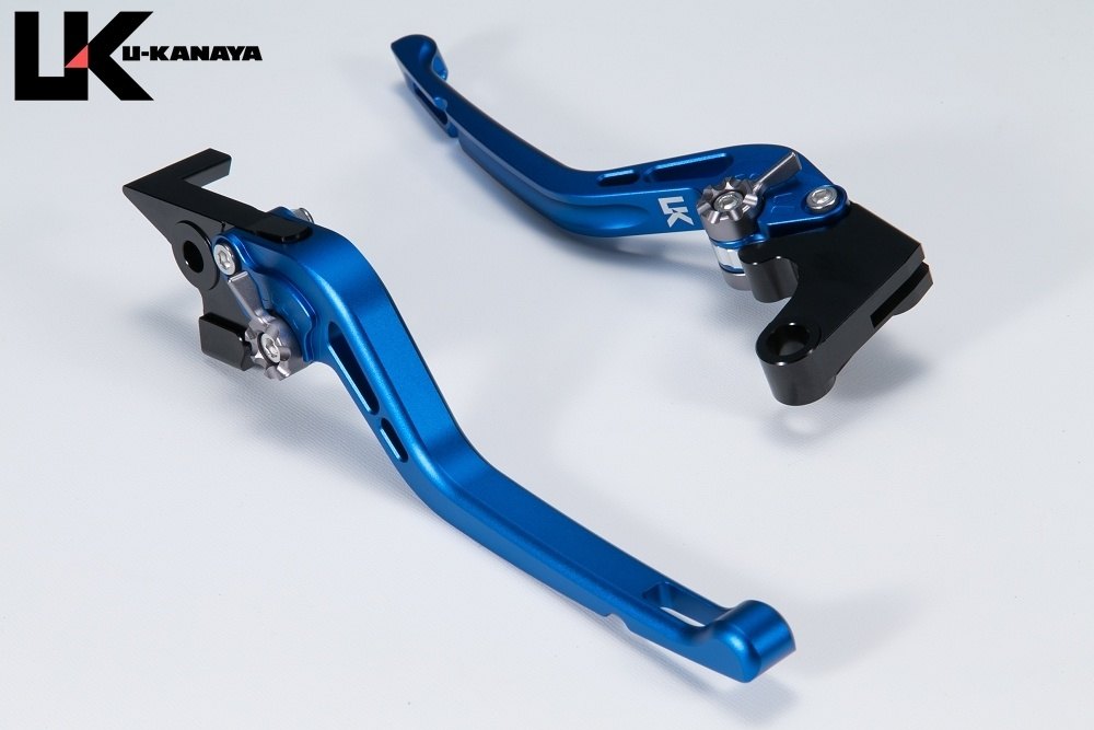 U-KANAYA ユーカナヤ GPタイプ ロングアルミビレットレバーセット XSR155 YAMAHA ヤマハ ブレーキ・クラッチレバーセット ハンドル周辺パーツ ハンドル レバーカラー：マットブルー / アジャスターカラー：マットチタンカラー