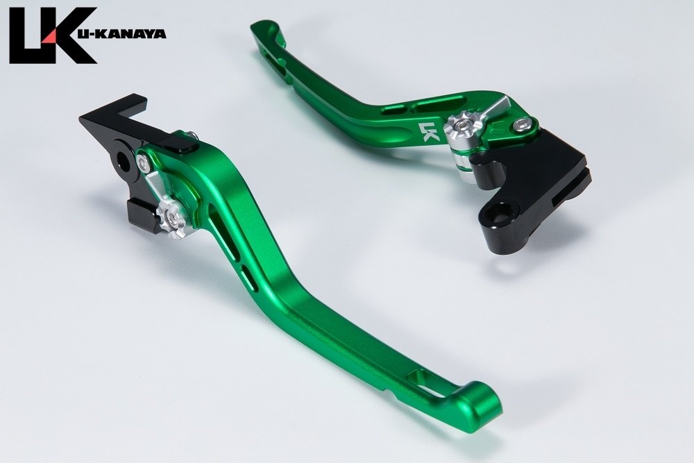U-KANAYA ユーカナヤ GPタイプ ロングアルミビレットレバーセット Vストローム250SX SUZUKI スズキ ブレーキ・クラッチレバーセット ハンドル周辺パーツ ハンドル レバーカラー：マットグリーン / アジャスターカラー：マットシルバー