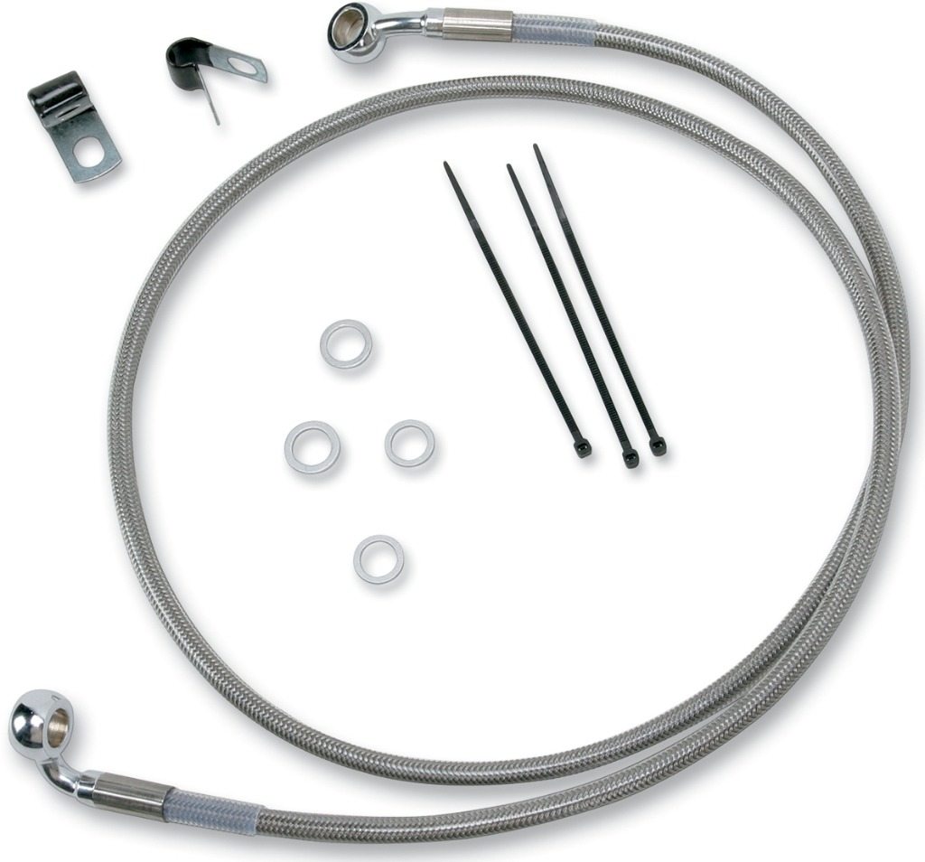 Drag Specialties ドラッグスペシャリティーズ Extended Length Stainless Steel フロントブレーキホースキット［1741-2654］ Softail Standard EFI FXSTI FXST Night Train FXSTB FXSTBI Springer FXSTS FXSTSI HARLEY-DAVIDSON ハーレーダビッドソン ブレーキ
