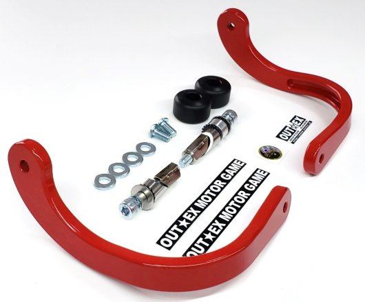 OUTEX アウテックス 振動吸収レバーガード 削り出しワンピース CT125 クロスカブ DAX125 スーパーカブ HONDA ホンダ レバーガード ハンドル 板厚：10mm / タイプ：軽量 / カラー：焼付塗装グローイングレッド