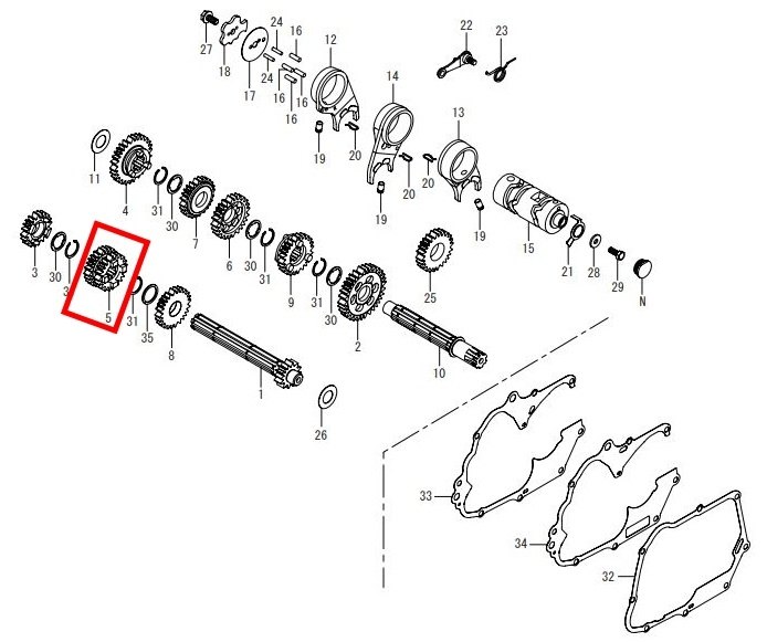 SP武川 SPタケガワ メインシャフト 3RD/4THギア モンキー HONDA ホンダ ミッション・ギア エンジンパーツ エンジン