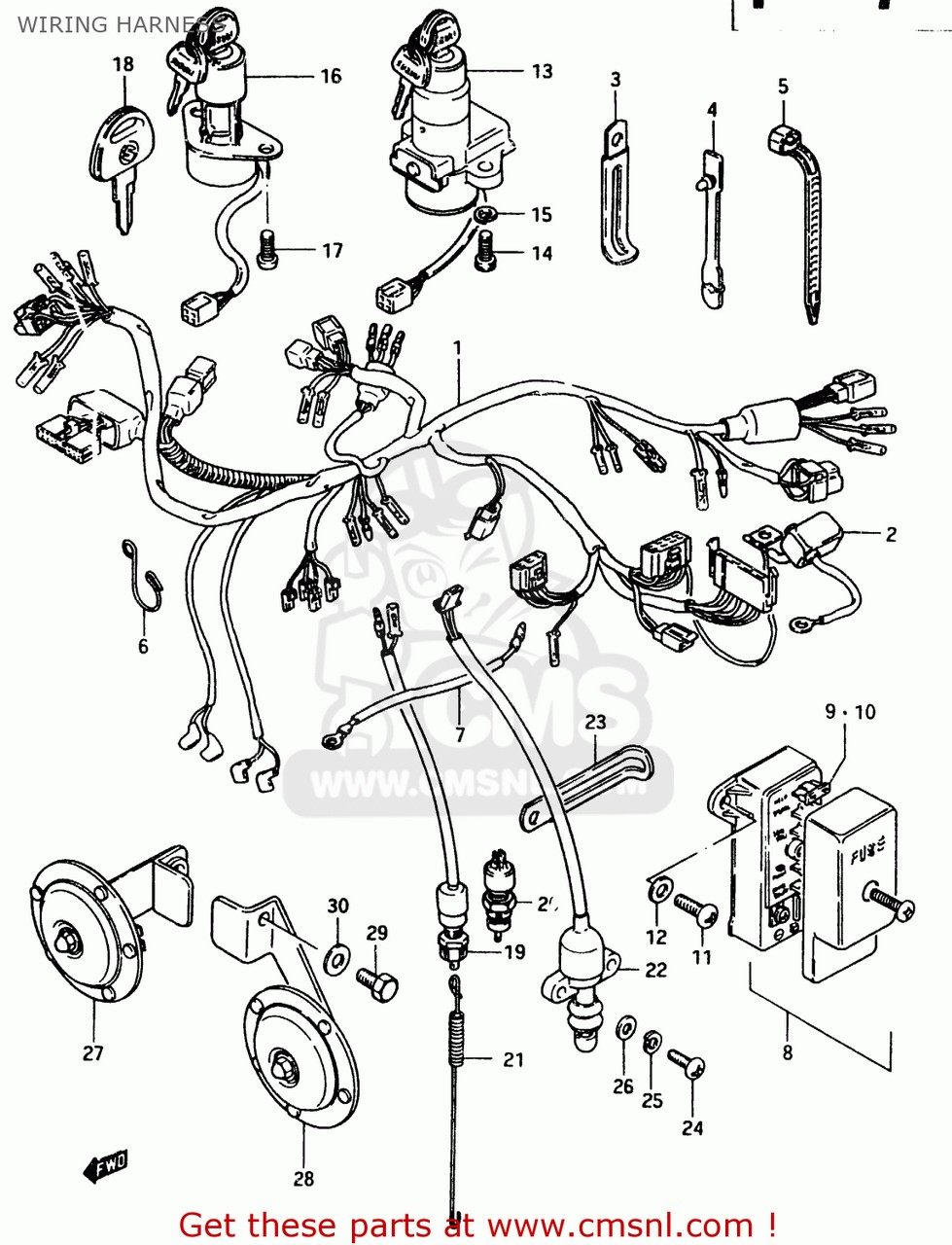 CMS シーエムエス (37100-31352) LOCK ASSEMBLY，STEERING GS750E 1983 D USA E03 GS750ES SUZUKI スズキ キーシリンダー・鍵 スイッチ・ハーネス関係 電装系
