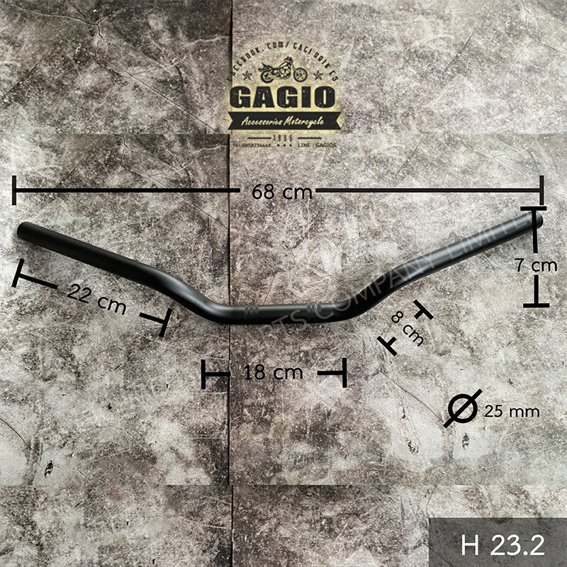 GAGIO MOTOR PARTS ガジオモーターパーツ Low silver mid handlebar， steel size 25 mm. (No.10) ハン..