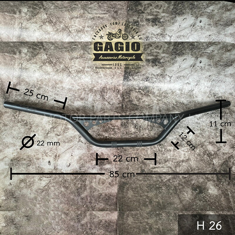 GAGIO MOTOR PARTS ガジオモーターパーツ Off-road handlebar， curved bar， steel size 22 mm (No.13..
