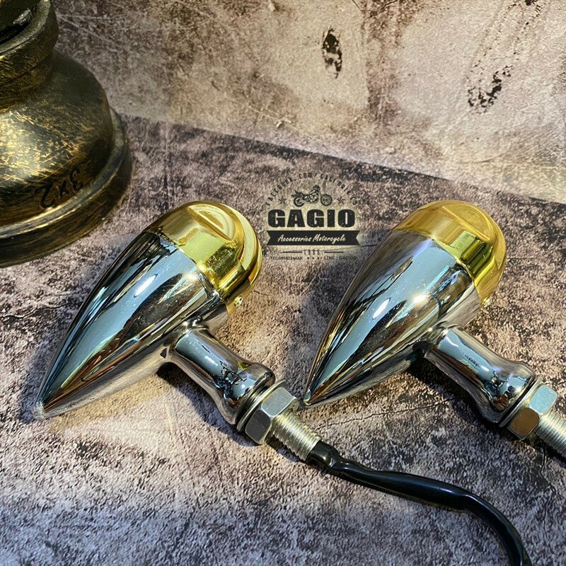 GAGIO MOTOR PARTS �������⡼�����ѡ��� Chrome-colored bullet-shaped turn lights Gold �����󥫡� ������ ������