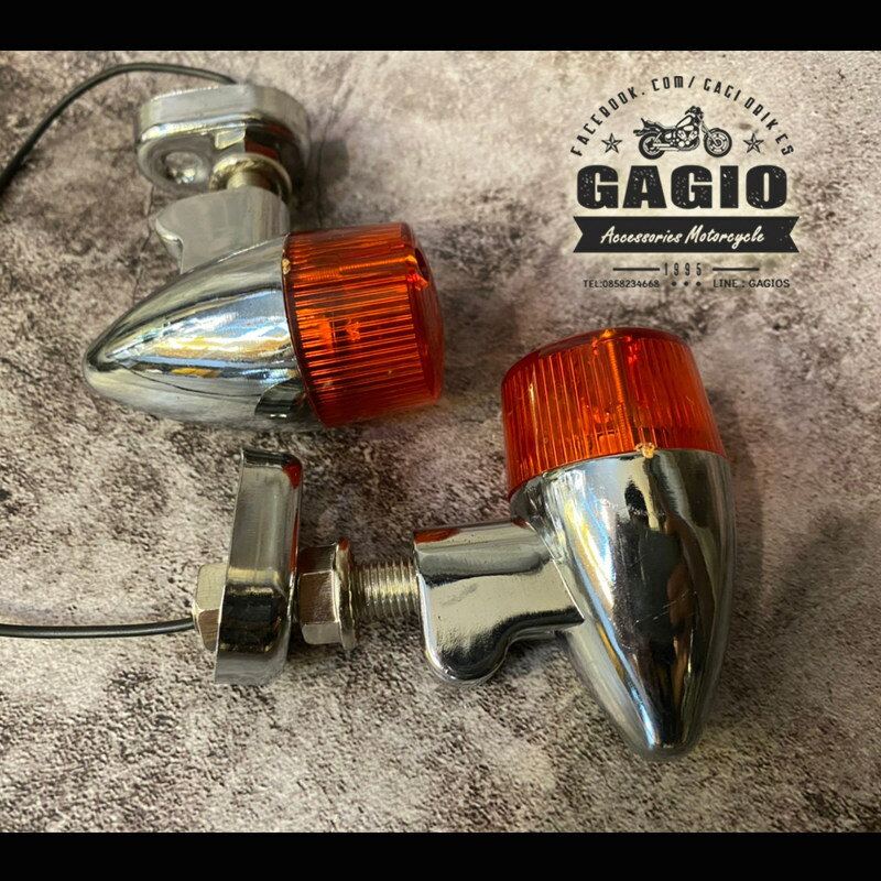 GAGIO MOTOR PARTS ガジオモーターパーツ Chrome-colored cylindrical a turn lights，and pointy bottom-type ウインカー 灯火類 電装系