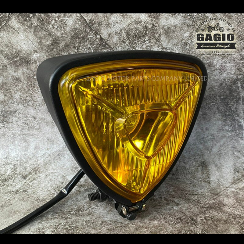 GAGIO MOTOR PARTS ガジオモーターパーツ Triangular headlight with yellow lens ヘッドライト 灯火類 電装系