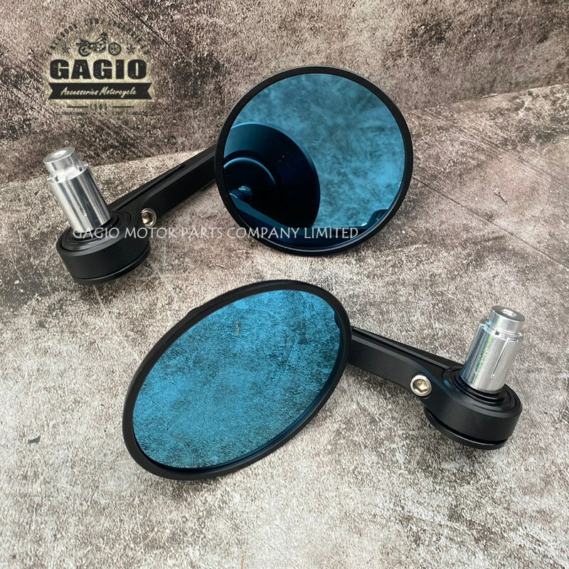 GAGIO MOTOR PARTS ガジオモーターパーツ Bar-end mirrors， round-type CNC，and color is all black...