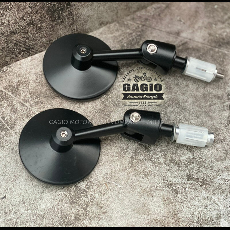 GAGIO MOTOR PARTS ガジオモーターパーツ Adjustable round handlebar end mirrors. バーエンドミラー ..