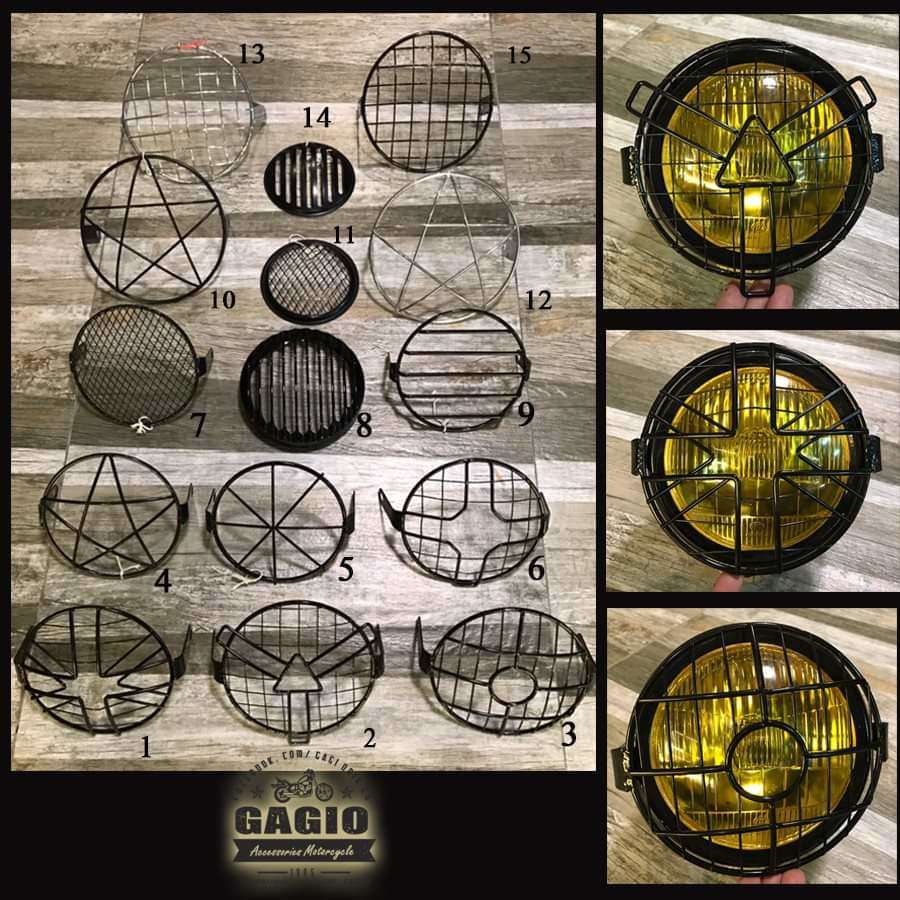 GAGIO MOTOR PARTS ガジオモーターパーツ Head light cover 6' - Circle center style (No.3) ヘッドライトガード 外装