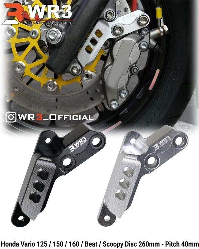 ■商品概要材質：6061-T6アルミBrembo 4Pキャリパー用 40mm (Φ30／34)対応ディスクサイズ：Φ260mm■注意点※Fitment：Honda Vario 160／Vario 150／Vario 125／Scoopy／B...