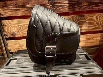 部品屋K&W 【Lucky Custom Leather】サドルバッグ タイプ1 サイドバッグ 車体用バッグ・ケース カラー：ダークブラウン×ダークブラウン