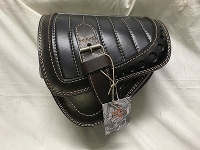 Saddle Bag - 部品屋K&W 【Lucky Custom Leather】サドルバッグ タイプ1 サイドバッグ 車体用バッグ・ケース カラー：ダークブラウン×ブラック(SBSp01-1-SB)