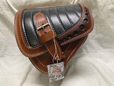 部品屋K&W 【Lucky Custom Leather】サドルバッグ タイプ1 サイドバッグ 車体用バッグ・ケース カラー：ブラウン×ブラック