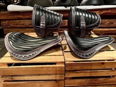 部品屋K&W 【Lucky Custom Leather】サドルバッグ＆シートセット サイドバッグ 車体用バッグ・ケース カラー：ダメージブラウン×ブラック