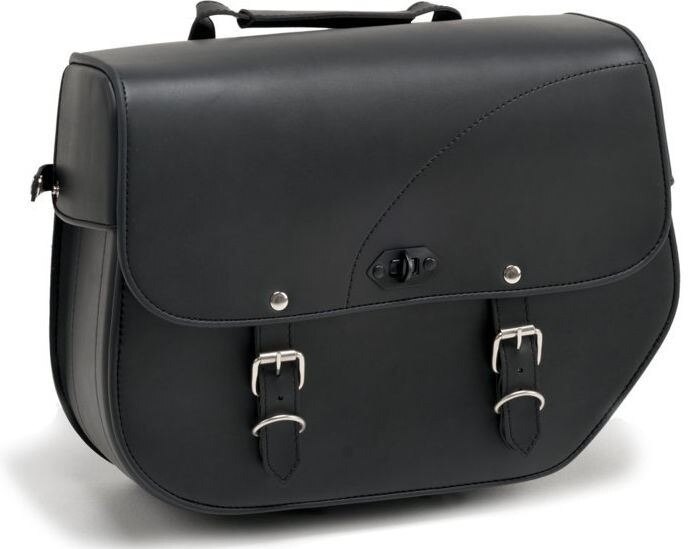 CUSTOM ACCES カスタムアクセス Sant Louis Left Leather Saddlebag With Metal Ba...