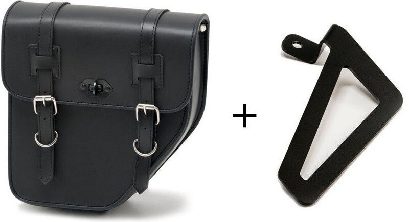CUSTOM ACCES カスタムアクセス Ibiza Leather Saddlebag With Metal Base Left Side ＋ Universal Support Side，Black CBR1000F VT1300CX HONDA ホンダ サイドバッグ 車体用バッグ・ケース