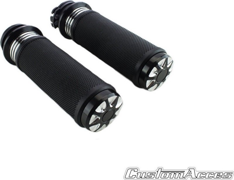 CUSTOM ACCES カスタムアクセス MOON CABLE GRIPS，BLACK FLHT Touring Electra Glide Standard FLSTS Softail Heritage Springer SPORTSTER 1200CUSTOM FORTYEIGHT HARLEY-DAVIDSON ハーレーダビッドソン グリップ ハンドル