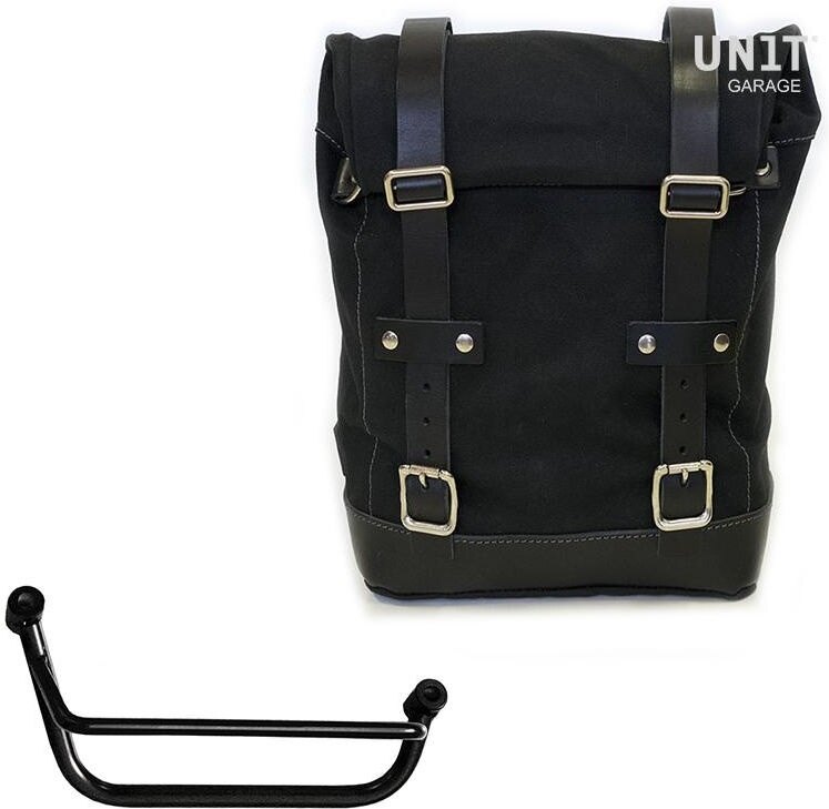UNIT GARAGE ユニットガレージ Unit Garage Side Pannier Canvas + Right Subframe Guzzi V85 TT， Black/Black | U001+2251DX-Black-Black サイドバッグ 車体用バッグ・ケース