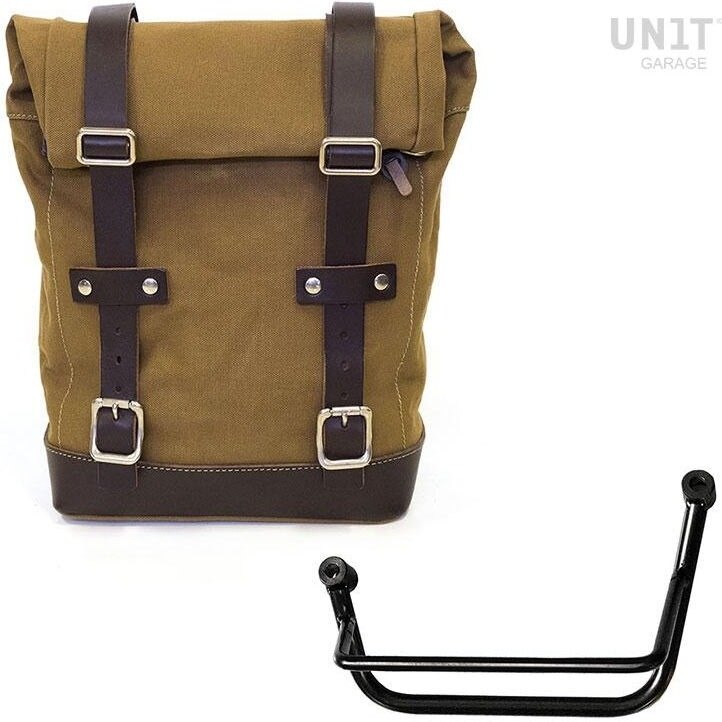 Saddle Bag - UNIT GARAGE ユニットガレージ Unit Garage Side Pannier Canvas + Left Subframe Guzzi V85 TT， Beige/Brown | U001+2251SX-Beige-Brown サイドバッグ 車体用バッグ・ケース