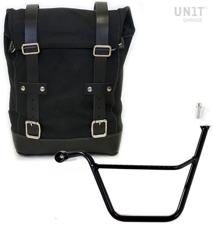 Saddle Bag - UNIT GARAGE ユニットガレージ Unit Garage Side Pannier Canvas + Left Subframe Triumph Bonneville T100 (2001-2016)， Black/Black | U001+1005SX_Black-Black サイドバッグ 車体用バッグ・ケース