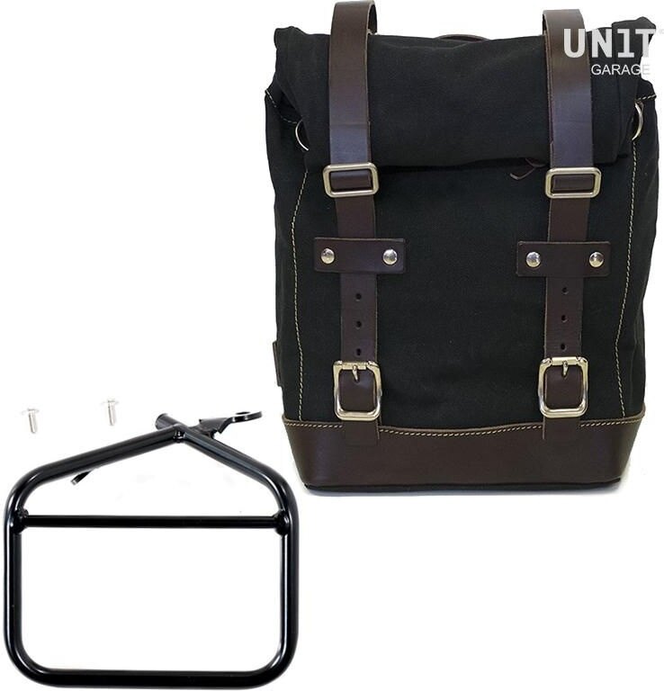 UNIT GARAGE ユニットガレージ Unit Garage Side Pannier Canvas + Subframe Ducati Scrambler Series， Black/Brown | U001+1007_Black-Brown サイドバッグ 車体用バッグ・ケース