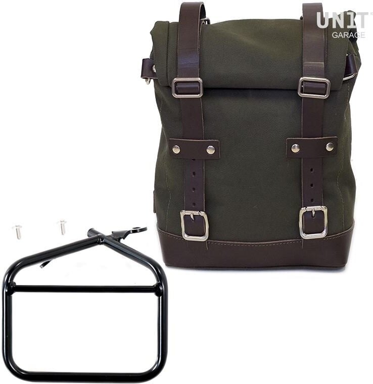 UNIT GARAGE ユニットガレージ Unit Garage Side Pannier Canvas + Subframe Ducati Scrambler Series， Green/Brown | U001+1007_Green-Brown サイドバッグ 車体用バッグ・ケース