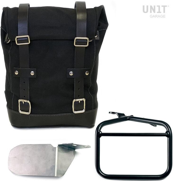 UNIT GARAGE ユニットガレージ Unit Garage Side Pannier Canvas + Right subframe Ducati Scrambler， Black/Black | U001+1007DX-Black-Black サイドバッグ 車体用バッグ・ケース