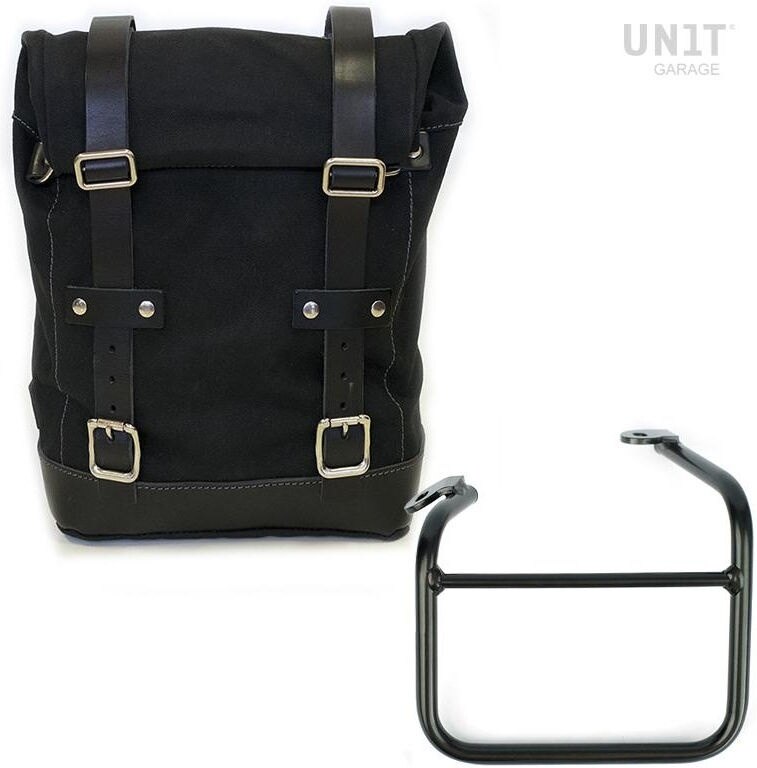 UNIT GARAGE ユニットガレージ Unit Garage Side pannier Canvas +Left frame for Ducati Scrambler 1100 with double exhaust on the right， Black/Black | U001+1009SX_Black-Black サイドバッグ 車体用バッグ・ケース