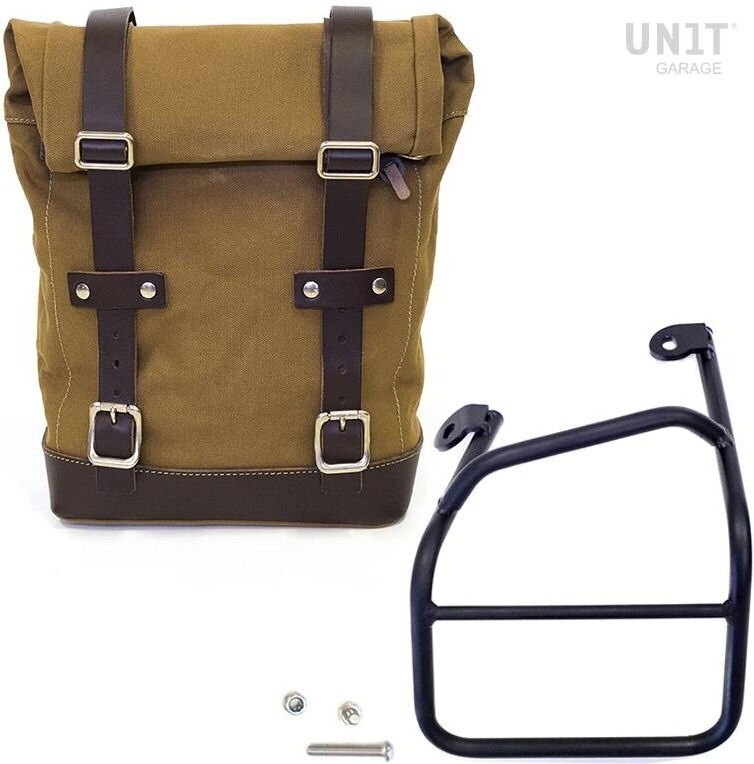 UNIT GARAGE ユニットガレージ Unit Garage Side pannier Canvas + Left subframe Ducati Scrambler 1100， Beige/Brown | U001+1010SX_Beige-Brown サイドバッグ 車体用バッグ・ケース