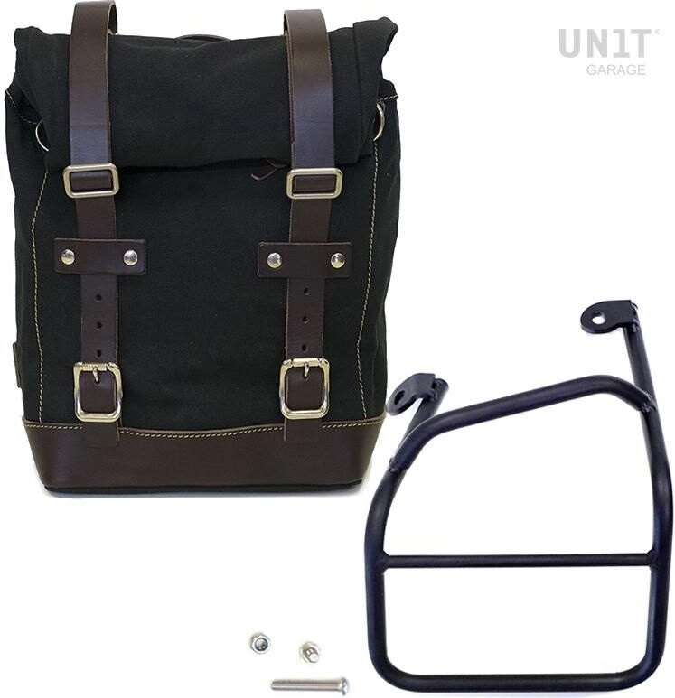 UNIT GARAGE ユニットガレージ Unit Garage Side pannier Canvas + Left subframe Ducati Scrambler 1100， Black/Brown | U001+1010SX_Black-Brown サイドバッグ 車体用バッグ・ケース