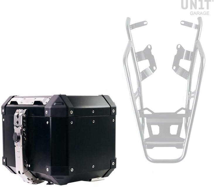 UNIT GARAGE ユニットガレージ Unit Garage Atlas 36L Aluminum Top Case + Rear luggage rack with passenger grip， Silver | AL4_BL+2033-Silver トップケース・テールボックス 車体用バッグ・ケース