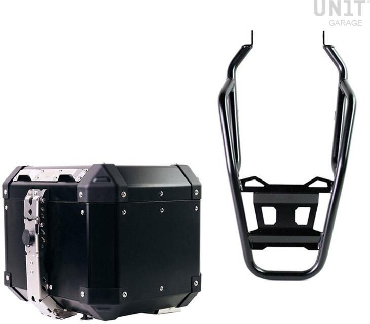 UNIT GARAGE ユニットガレージ Unit Garage Atlas 36L Aluminum Top Case + Rear luggage rack with passenger grip， Black | AL4_BL+3104-Black トップケース・テールボックス 車体用バッグ・ケース
