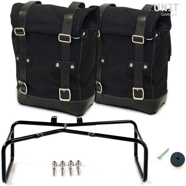 UNIT GARAGE ユニットガレージ Unit Garage Two Side Panniers Canvas + Double Subframe NineT， Black/Black | 2xU001+1626+A2_Black-Black サイドバッグ 車体用バッグ・ケース