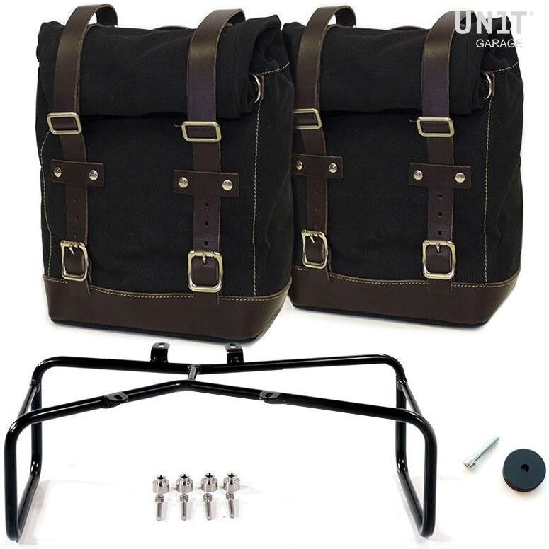■詳細説明Article Number：2xU001-1626-A2Double frame with 2 Side panniersDouble Frame made of steel treated with a matt black epoxy.Specially designed to integrates seamlessly with the rest ofthebike for the nineT Scrambler or for our High exhaustsCod.1611Highor Cod.2019. Ready to host our quick release system，beautiful andminimal even when the bags are not mounted. It comescomplete withscrews and can be mounted easily on the bike in theoriginalconfiguration， All accessories are compatible with eachother exeptwhen specified otherwise.Compatible with the High original exhausts for the Scrambler orwithour Cod.1611High or Cod.2019 and similar models. Productcompatiblewith the passenger grip cod.1605 and the luggage rackcod. 2014Side panniers made by hand in Italy in top quality waterproofwaxedcanvas.Simple and pure with beautiful details in 3mm thick leathertrim.They attach easily to our sub frame with the quick releasesystemCod.U000 already installed on the back of the bags. Withtheincluded key the quick release system can be closed， lockingthebag to the frame. They are big enough to easily fit a 15'laptop，and are equipped with a large zipped pocket on the front foreasyaccess to your phone and documents.Colours：Beige waterproof waxed canvas with Brown leather trim.Green waterproof waxed canvas with Brown leather trim.Black waterproof waxed canvas with Brown leather trim.Black waterproof waxed canvas with Black leather trim.height 32 cm， extendable in height up to 45 cm， width 24 cm depth13cm.20L - 28L3，41kgIt can be used comfortably with the passenger on boardIn order to offer you the best we constantly improve ourproductdetails. The images may refer to a previous version.■注意点※取扱説明書が付属する場合は、外国語となります。※輸入商材の為、納期が遅れる場合がございます。あらかじめご了承ください。※メーカー都合により商品の仕様変更がある場合がございます。ご了承ください。　※画像はイメージです。