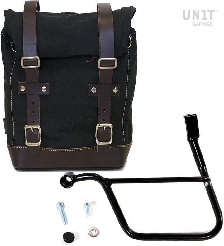 Side Bag - UNIT GARAGE ユニットガレージ Unit Garage Side Pannier Canvas + Left Subframe Triumph Street 900 Series (2017 until now)， Black/Brown | U001+1013SX_Black-Brown サイドバッグ 車体用バッグ・ケース